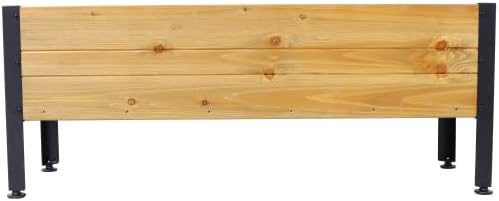 LuckyNote】Wood Rectangular Garden Planter Box Raised Bed OutdoorPlanters for Outdoor PlantsElevated Herbs Vegetables Flowers Great Patio Deck Balcony37x12.75x14.75 InchFir Wood with Metal Legs