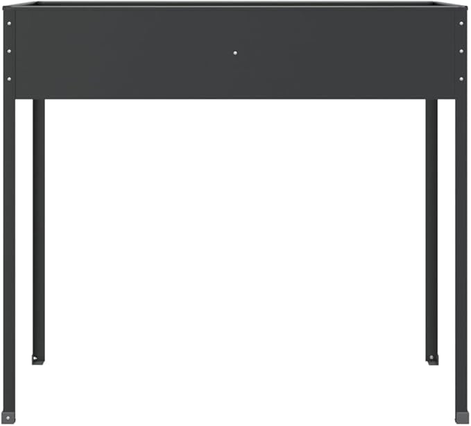 Garden Planter Set of 2 Anthracite Galvanized Steel Large Rectangular Raised Garden Bed for Outdoor Plants 39.6 x 39.6 x 35.4 inches