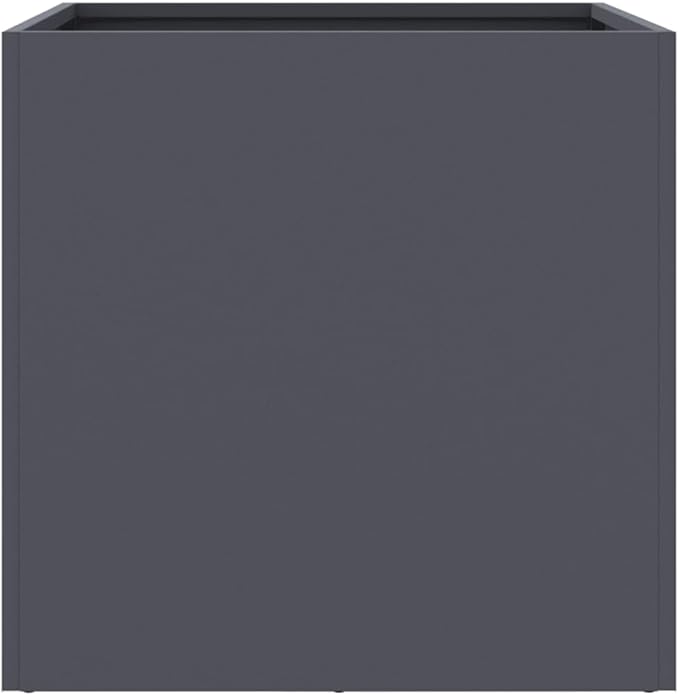 Set of 2 Cold Rolled Steel Square Planter Boxes 15.7 x 16.5 x 15.4 in Matte Anthracite Raised Planter for Patio Balcony Garden and Indoor Spaces