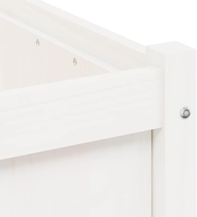 Solid Pine Wood Garden Planter Raised Bed for Flowers Vegetables Herbs White Painted Balcony Patio Fencing Garden Walls
