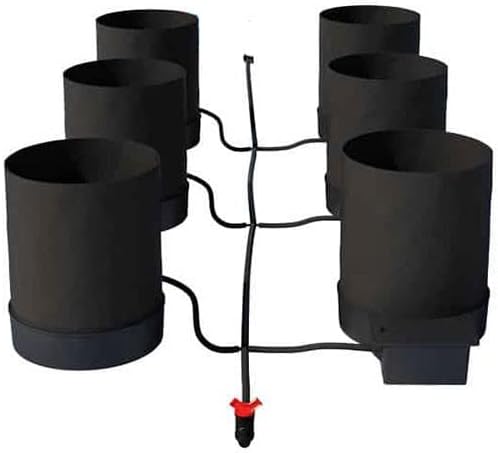 AutoPot 6 Pot GeoPot System with 3 Gallon Fabric Pots - Self-Watering Hydroponic System (6Pot with No Tank) Indoor Black
