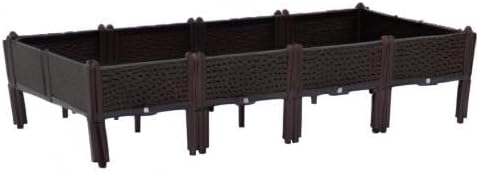 4pcs Elevated Planter Box Raised Garden Bed Brown Yard Vegetable Flower Grow Decor kit (Four combined sizes 61.41 * 15.35 * 14.96inch)