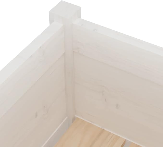 White Solid Pinewood Raised Garden Bed Square Planter Box for Outdoor Plants 27.6x27.6x27.6 Inch Large Capacity for Gardening