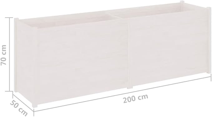 White Solid Pinewood Garden Planter 78.7x19.7x27.6 Inch Rectangular Raised Garden Bed for Outdoor Plants Balcony Patio