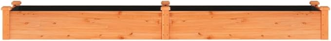 vidaXL Solid Fir Wood Garden Raised Bed with Liner – Rectangular Detailed Woodwork Flower/Herb Planter Box – Ample Planting Space Practical Design for Drainage