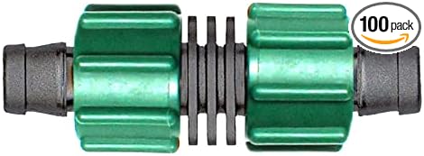 USA Made - Premium Drip Tape Irrigation Tubing (Coupling 100 Pack) (5/8 or .625 - .645) Universal Perma-Loc Connector Barbed Locking Fitting - Fits All Brands 16mm Drip Tape AG Tubing