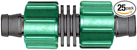 USA Made - Premium Drip Tape Irrigation Tubing (Coupling 25 Pack) (5/8 - 1/2 or .625 - .645) Universal Perma-Loc Connector Barbed Locking Fitting - Fits All Brands 16mm Drip Tape AG Tubing