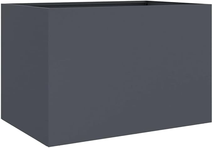 Anthracite Metal Raised Planter Box 24.4 x 15.7 x 15.4 in Cold-Rolled Steel Rectangle Elevated Garden Bed Outdoor Decor for Patio Balcony