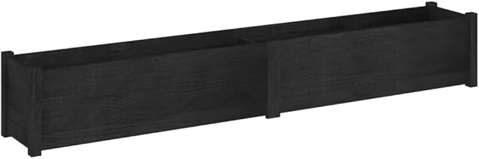 2pcs Wooden Garden Planter Box Outdoor Raised Garden Bed Garden Yard Wood Box for Vegetables Flowers Herbs and Succulents Black 78.7x12.2x12.2 Solid Wood Pine