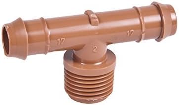 USA MADE 25-Pack - 1/2 Drip Tubing Barb Adapter TEE Threaded Fitting MNPT (1/2 Tee x 17mm .600 ID Insert Connector)