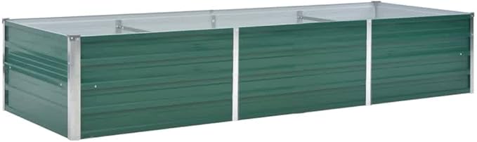 Garden Raised Bed Galvanized Steel 94.5x31.5x17.7 Green
