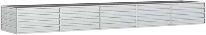 vidaXL Garden Raised Bed - Silver Galvanized Steel Outdoor Planter Box for Patio Balcony and Garden - 157.5 x 31.5 x 17.7