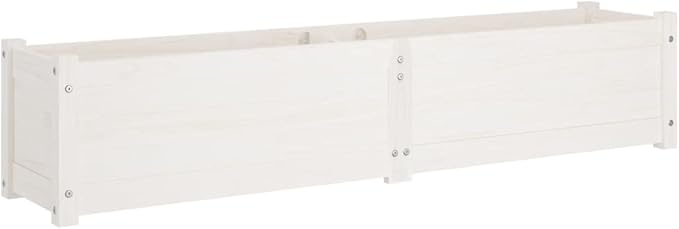 2pcs Wooden Garden Planter Box Outdoor Raised Garden Bed Garden Yard Wood Box for Vegetables Flowers Herbs and Succulents White 59.1x12.2x12.2 Solid Wood Pine