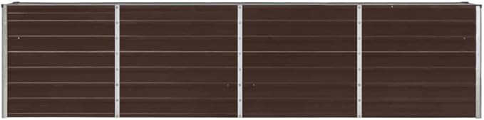 Raised Garden Bed - 126x15.7x30.3 Large Galvanized Metal Planter Box for Flower Plant Herb Vegetable Growing Gardening - Brown Outdoor Bed