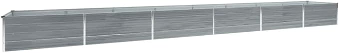 Gray Galvanized Steel Raised Garden Bed 236.2x31.5x17.7 inch Large Rectangular Outdoor Planter Box for Vegetables Herbs Flowers