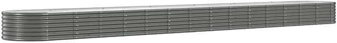 Garden Planters Outdoor Planters Garden Raised Bed Powder-Coated Steel 244.1x31.5x14.2 Gray for Growing Vegetables and Flowers