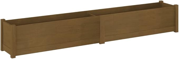 Honey Brown Solid Pinewood Planter Set of 2 Large 78.7in Rectangular Raised Garden Bed for Outdoor Plants Durable Weather-Resistant Patio Herb Flower Box