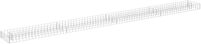 vidaXL Gabion Raised Garden Bed/Flower Planter - Silver Galvanized Steel Weather- 141.7 x 11.8 x 3.9 Durable Outdoor Patio Landscape