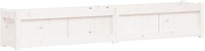 White Solid Pine Wood Rectangular Garden Planter 70.9x12.2x12.2 Inch Outdoor Raised Garden Bed for Flowers Vegetables Durable Patio Deck Planter Box