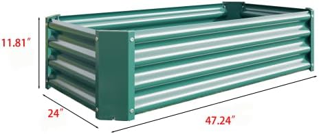 4×2×1ft Metal Raised Garden Bed Rectangle Raised Planter for Flowers Plants Vegetables Herb Veezyo Green