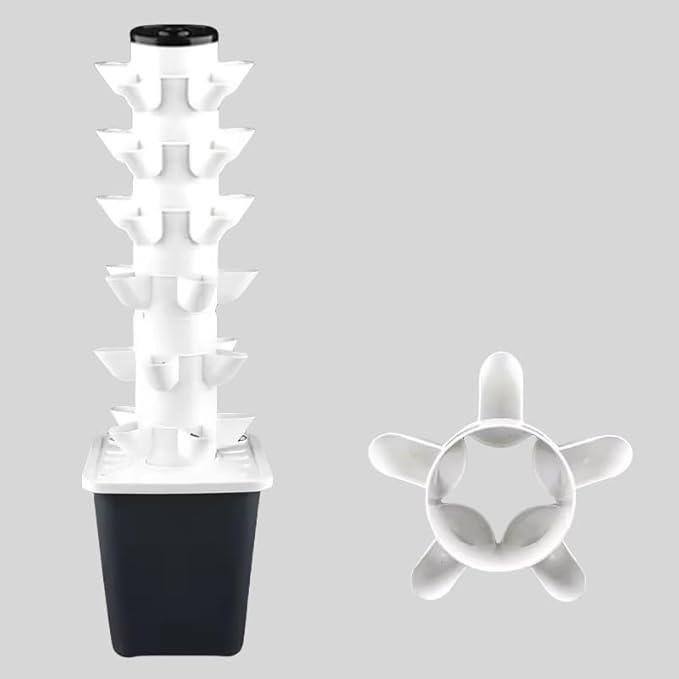 Vertical Hydroponics Garden Tower 30/25-Plant Hydroponic Growing System with Pump and Movable Water Tank for Indoor Herbs Fruits Vegetables6th
