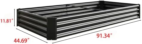 8x4x1ft Raised Garden Bed Kit - Metal Raised Bed Garden for Flower Planters Vegetables Herb Black