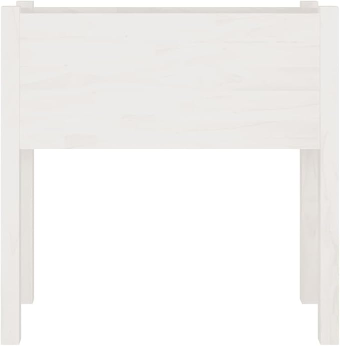 White Solid Pinewood Garden Planter Set 2-Pack 27.6x27.6x27.6 inch Modern Outdoor Rectangular Raised Garden Bed for Patio Terrace Balcony Plants