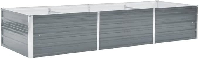 Outdoor Garden Raised Bed Galvanized Steel Metal Outdoor Garden Raised Planter Box for Flowers Vegetables Fruits Herbs Gray 94.5x31.5x17.7