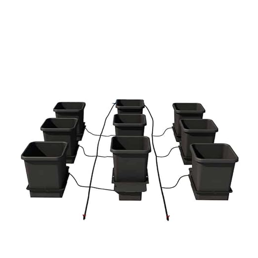 AutoPot 9 Pot System with 3.9 Gallon Plastic Pots and No Tank - Self-Watering Gravity-Fed Hydroponic Systems (9Pot - 3.9 Gallon - No Tank)