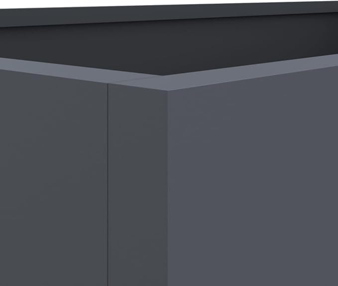 Modern Rectangular Anthracite Steel Raised Planter 24.4 x 18.5 x 18.1 in Powder-Coated Cold-Rolled Metal Elevated Garden Box for Patio Balcony
