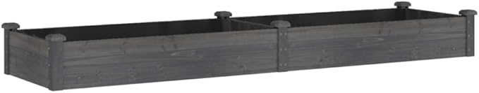 Garden Raised Bed with Liner Gray 94.5x23.6x9.8 Solid Wood Fir Raised Beds for Gardening Large Flower Pots Outdoor Planters for Porch Outdoor Pots for Outdoor Porch Gardening Plants