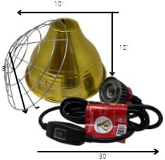 Ma Poule Express Golden Aluminum Base Heating Lamp – 10.5 Inch Incubator Lamp with 2 Adjustable Intensities – Long 2M Chain Grow Lamp for Optimal Heat Dissipation – Works with 250W Bulbs