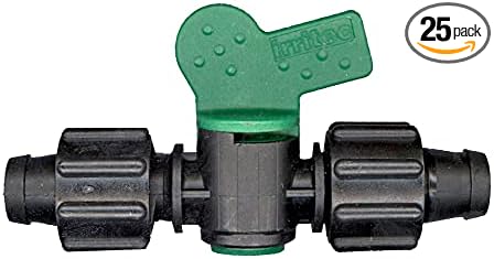USA MADE - PREMIUM Drip Tape Irrigation Tubing (SHUT OFF VALVE 25 Pack) (5/8 or .625 - .645) Universal Perma-Loc Connector Barbed Locking Fitting - Fits All Brands 16mm Drip Tape AG Tubing