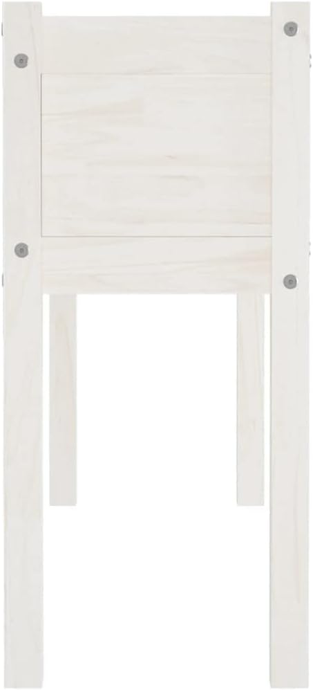 Wooden Garden Planter Box Stand with Legs Outdoor Raised Garden Bed Garden Yard Wood Box for Vegetables Flowers Herbs White 43.3x12.2x27.6 Solid Wood Pine