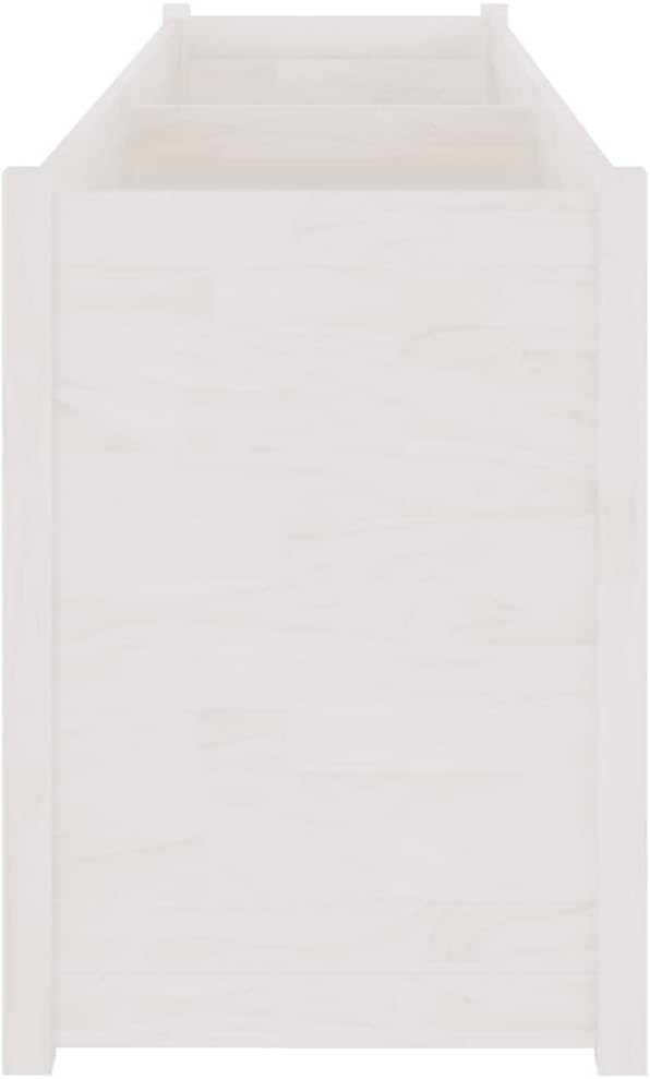 White Solid Pinewood Garden Planter 78.7x19.7x27.6 Inch Rectangular Raised Garden Bed for Outdoor Plants Balcony Patio