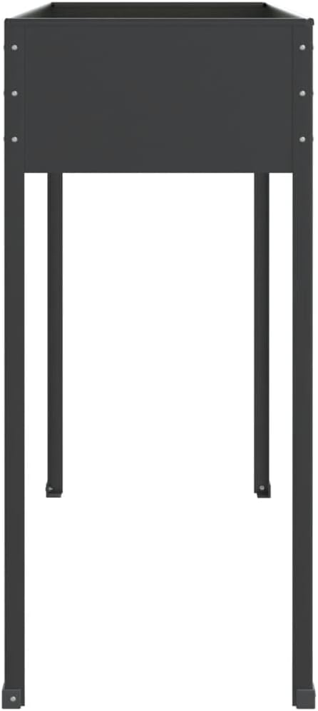 Garden Planter Set of 2 Anthracite Galvanized Steel Large Rectangular Raised Garden Bed for Outdoor Plants 39.6 x 39.6 x 35.4 inches