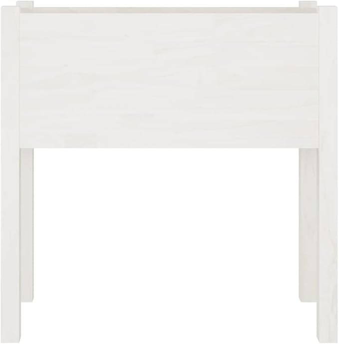 Garden Planter White Solid Pinewood 27.6x12.2x27.6 in Outdoor Wooden Raised Garden Bed Durable Rectangular Planter Box for Patio Balcony Terrace