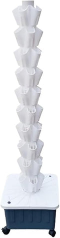 Hydroponic Growing Kits Floor-Standing Hydroponics Tower Aquaponics Planting System for Herbs Fruits and Vegetables with Hydrating Pump Adapter Seeding Bed &amp Net Pots (8Floor 40Pods)