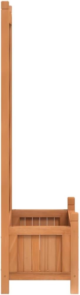 Brown Solid Fir Wood Planter Box with Trellis 11.6 x 21.7 x 43.3 inch Outdoor Raised Garden Bed for Climbing Plants Patio Balcony Deck Gardening