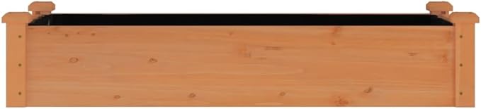 vidaXL Brown Raised Garden Bed - Solid Fir Wood Outdoor Planter with Protective Liner Open Base for Drainage Great for Vegetables/Herbs/Flowers - 47.2x17.7x9.8