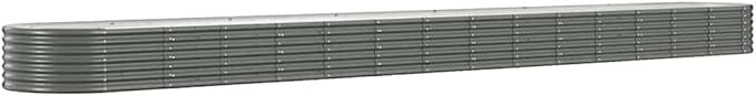 Grey Powder-Coated Steel Garden Raised Bed Large 244.1x244.1x14.2 Inch Outdoor Planter Durable Metal for Vegetables Herbs Flowers