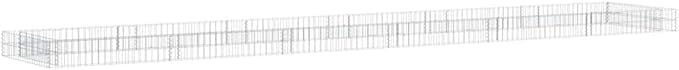 Gabion Raised Bed Silver Galvanized Steel Extra Large Outdoor Planter for Garden and Terrace 236.2 x 39.4 x 7.9 Inch Rectangular