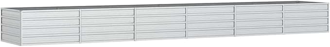 Large Galvanized Steel Raised Garden Bed Silver Rectangular Outdoor Planter for Vegetables Herbs Flowers 189x31.5x17.7 Inch Durable Metal Planter Box