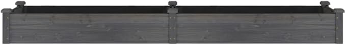 Wooden Garden Raised Bed with Liner Planter Box Raised Beds for Gardening Vegetables Flowers Gray 94.5x23.6x9.8 Solid Wood Fir-670