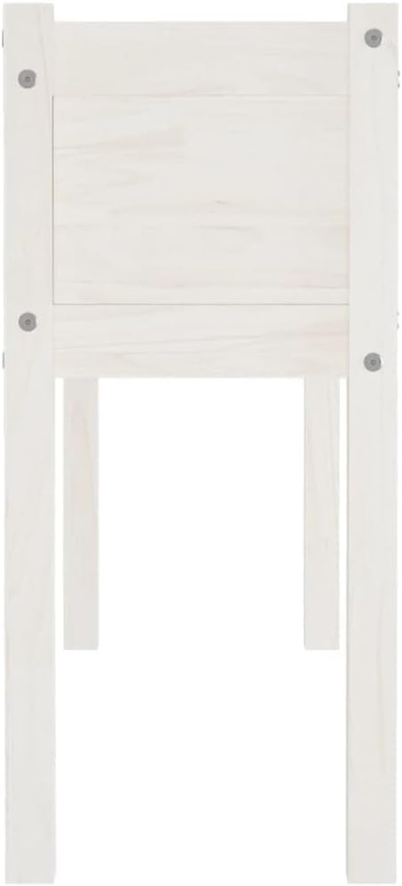 43.3 in White Rectangular Raised Garden Bed Solid Pinewood Large Elevated Planter Box for Patio Outdoor Use