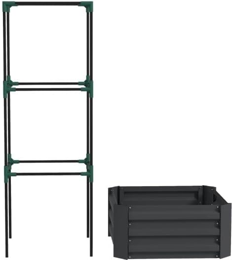 Raised Garden BedGarden BedGalvanized Planter Box with Cage for Climbing Vines