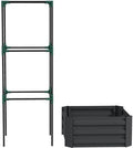 Modular Galvanized Garden Bed with Detachable Plant Cage All-in-One Raised Planter System for Climbing Vegetables &amp Flowers Easy Assembly Design (Dark Gray)