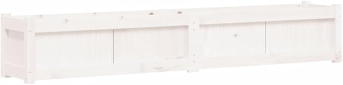 Garden Planter Set of 2 White Solid Pine Wood Large 70.9x70.9x12.2in Rectangular Outdoor Raised Garden Bed for Flowers Herbs Vegetables