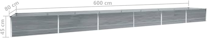 SKM Garden Raised Bed Galvanised Steel 600x80x45 cm Grey (Weight-19KG)