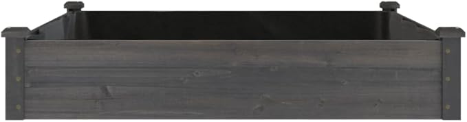 Rustic Solid Fir Wood Raised Garden Bed 47.2 Square Planter Box for Outdoor Plants Grey Matte Finish Durable Gardening Solution